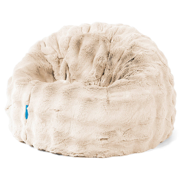 Pouf Poire Classique Enfant 1-5 ans - Fausse Fourrure à Bulles Crème 01