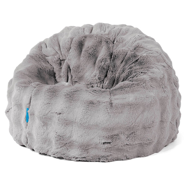 Pouf Poire Classique Enfant 1-5 ans - Fausse Fourrure à Bulles Gris 01