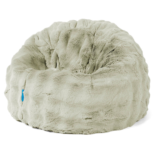 Pouf Poire Classique Enfant 1-5 ans - Fausse Fourrure à Bulles Vert Sauge 01