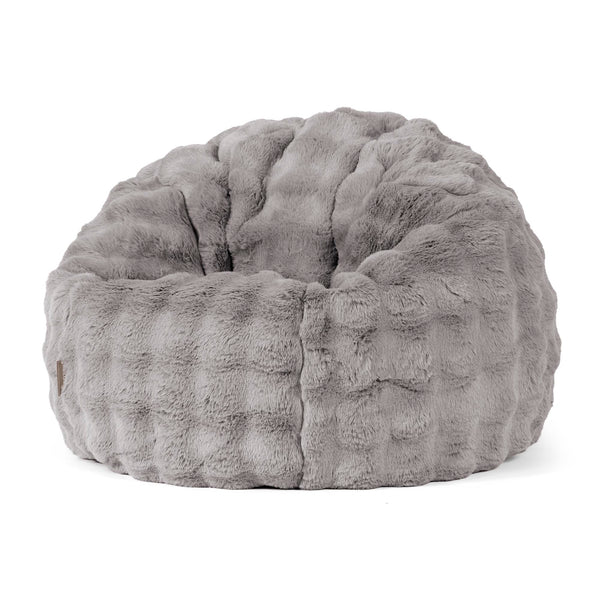 Pouf Poire Classique - Fausse Fourrure à Bulles Gris 01