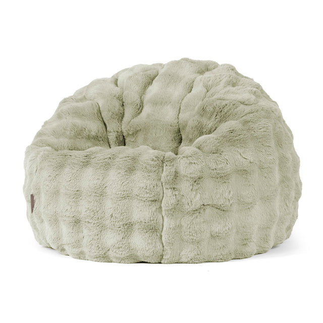 Pouf Poire Classique - Fausse Fourrure à Bulles Vert Sauge 01