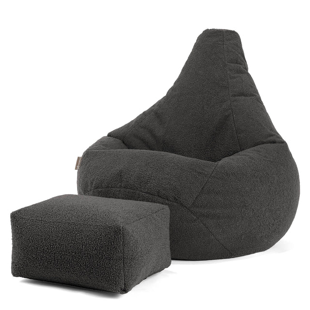 Pouf Poire Gamer - Bouclé Anthracite 01