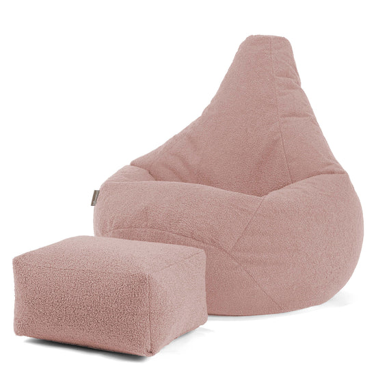 Pouf Poire Gamer - Bouclé Rose 01