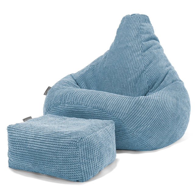Pouf Poire Gamer - Pompon Bleu Ciel 01