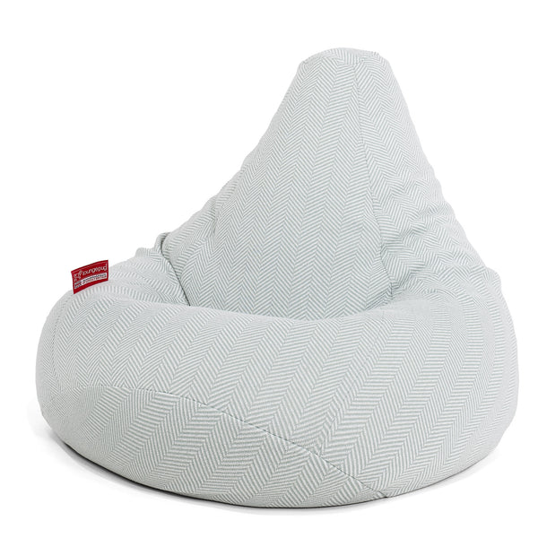 Pouf Poire Gamer - Tricoté Chevrons Bleu Dragé 01