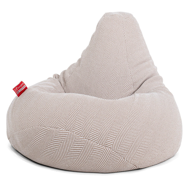 Pouf Poire Gamer - Tricoté Chevrons Pierre 01