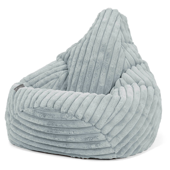 Pouf Poire Gamer - Velours Côtelé Ultra Pelucheux Bleu Dragé 02