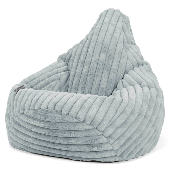 Pouf Poire Gamer - Velours Côtelé Ultra Pelucheux Bleu Dragé 01