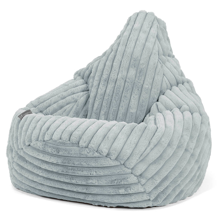 Pouf Poire Gamer - Velours Côtelé Ultra Pelucheux Bleu Dragé 02