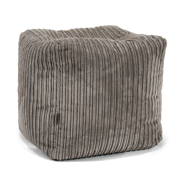 Pouf Repose-pieds Cube - Côtelé Anthracite 01