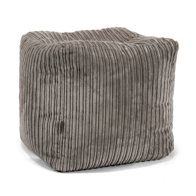 Pouf Repose-pieds Cube - Côtelé Anthracite 01