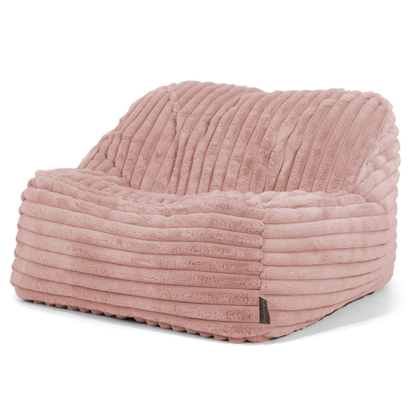 Le Pouf Doudou - Velours Côtelé Ultra Pelucheux Rose Pastel 01