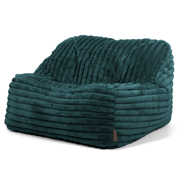 Le Pouf Doudou - Velours Côtelé Ultra Pelucheux Bleu Canard 01