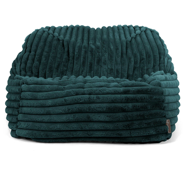 Le Pouf Doudou - Velours Côtelé Ultra Pelucheux Bleu Canard 02
