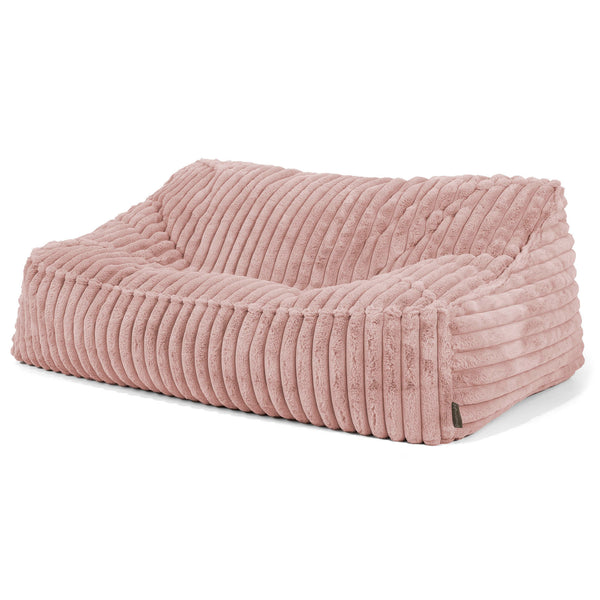 Le Canapé Pouf Doudou - Velours Côtelé Ultra Pelucheux Rose Pastel 01