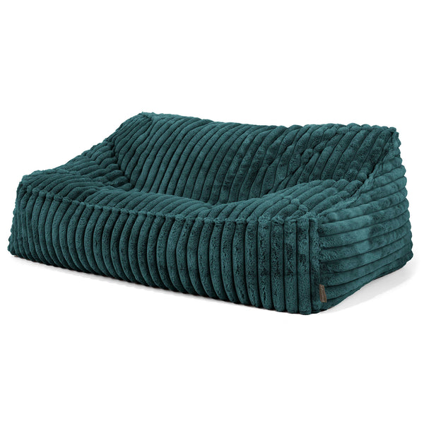 Le Canapé Pouf Doudou - Velours Côtelé Ultra Pelucheux Bleu Canard 01
