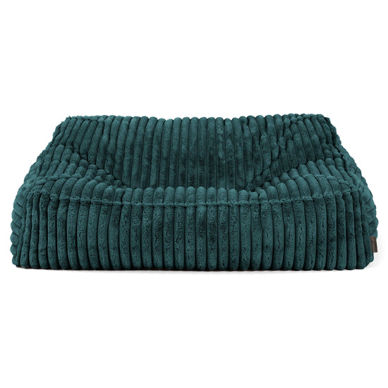 Le Canapé Pouf Doudou - Velours Côtelé Ultra Pelucheux Bleu Canard 02