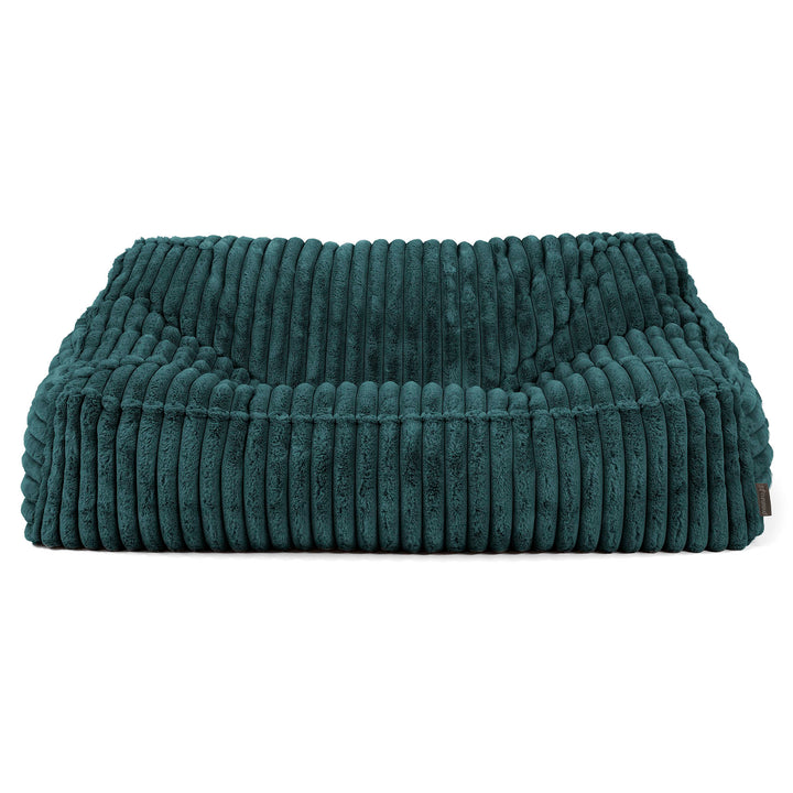 Le Canapé Pouf Doudou - Velours Côtelé Ultra Pelucheux Bleu Canard 02