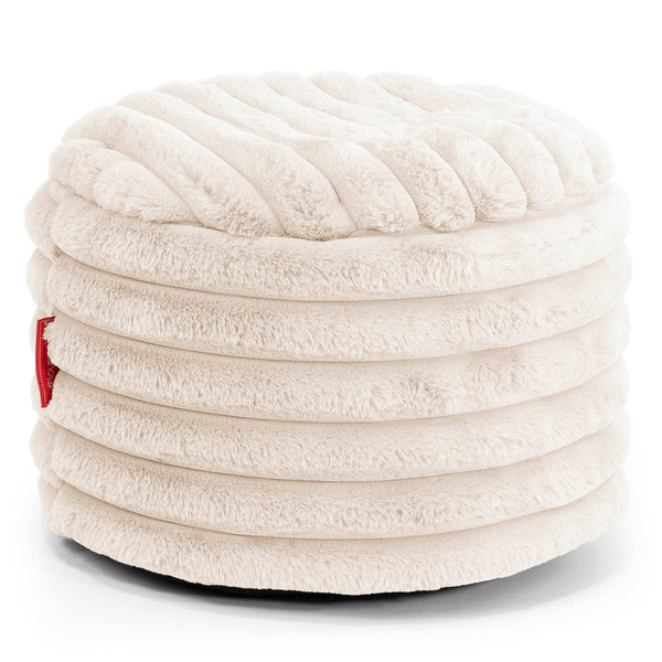 Petit Repose-pieds Rond Housse de Remplacement - Velours Côtelé Ultra Pelucheux 01