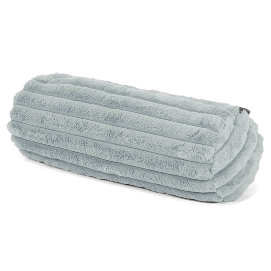 Housse de Traversin 20 x 55cm - Velours Côtelé Ultra Pelucheux Bleu Dragé 01