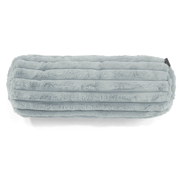 Housse de Traversin 20 x 55cm - Velours Côtelé Ultra Pelucheux Bleu Dragé 01