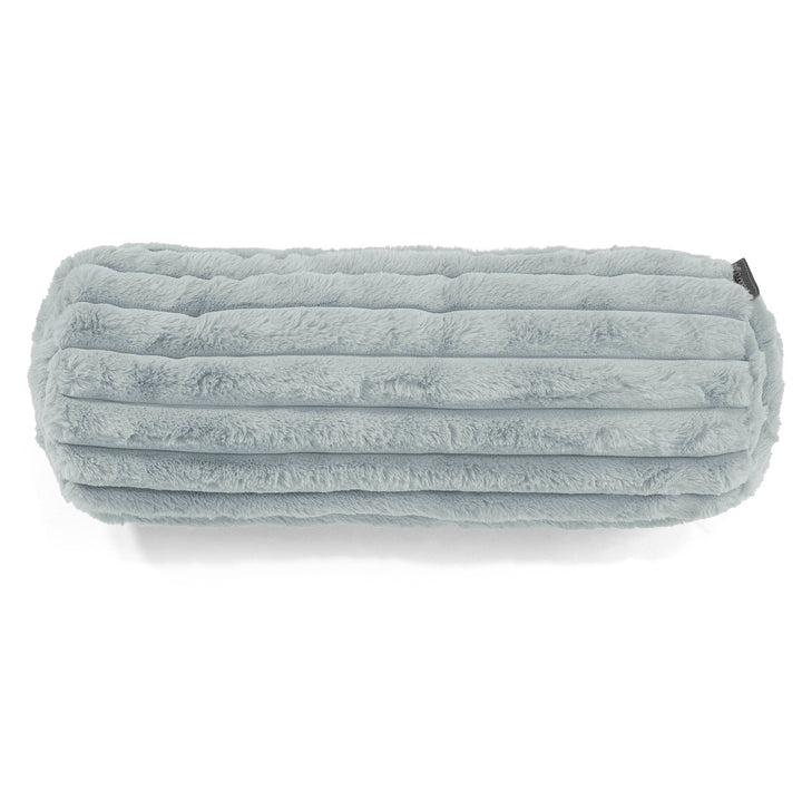 Housse de Traversin 20 x 55cm - Velours Côtelé Ultra Pelucheux Bleu Dragé 02