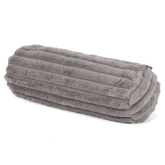 Housse de Traversin 20 x 55cm - Velours Côtelé Ultra Pelucheux Gris 01