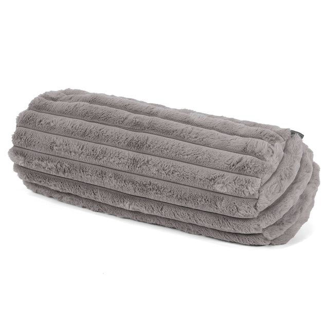 Housse de Traversin 20 x 55cm - Velours Côtelé Ultra Pelucheux Gris 01