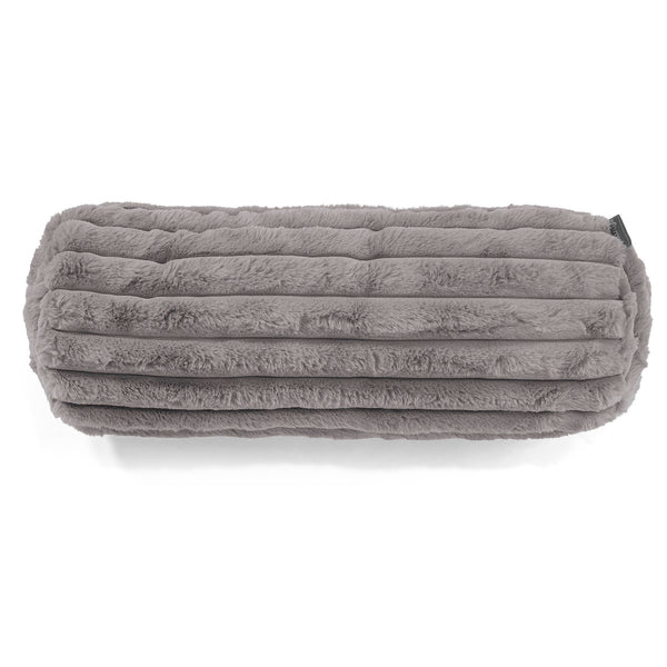 Housse de Traversin 20 x 55cm - Velours Côtelé Ultra Pelucheux Gris 01