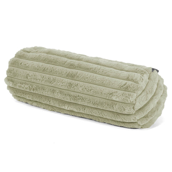 Housse de Traversin 20 x 55cm - Velours Côtelé Ultra Pelucheux Vert Sauge 01