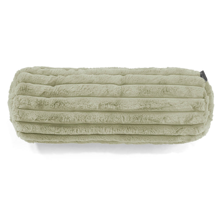 Housse de Traversin 20 x 55cm - Velours Côtelé Ultra Pelucheux Vert Sauge 02
