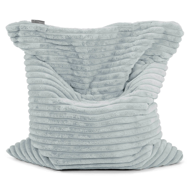 Pouf Géant XXL - Velours Côtelé Ultra Pelucheux Bleu Dragé 01