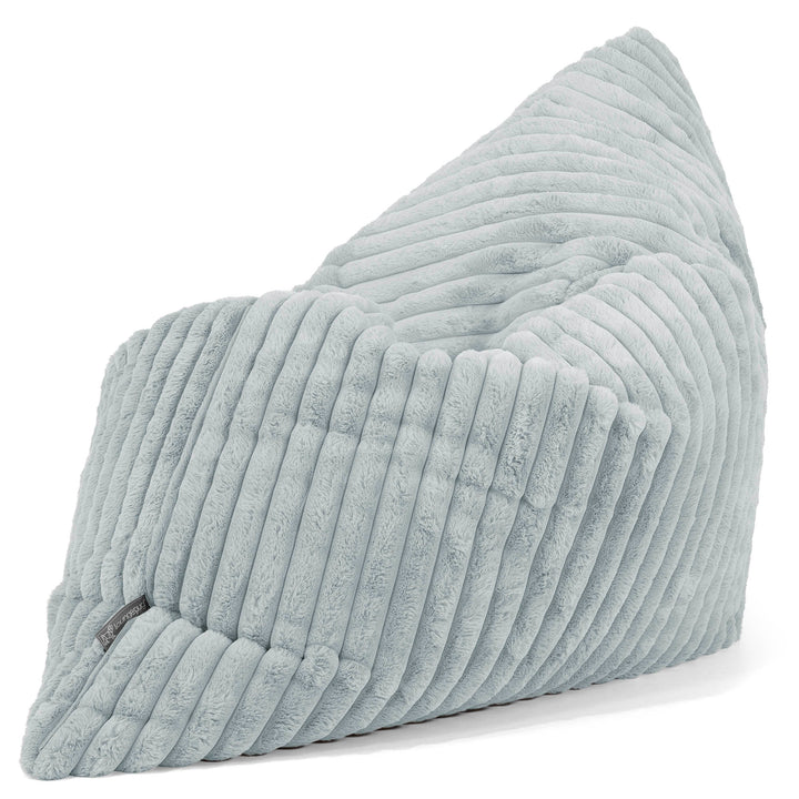 Pouf Géant XXL - Velours Côtelé Ultra Pelucheux Bleu Dragé 02