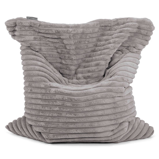 Pouf Géant XXL - Velours Côtelé Ultra Pelucheux Gris 01