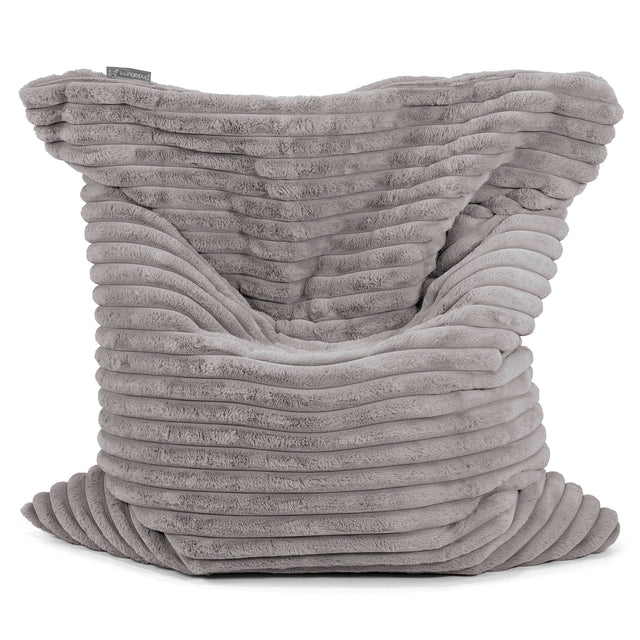 Pouf Géant XXL - Velours Côtelé Ultra Pelucheux Gris 01