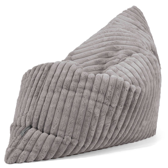 Pouf Géant XXL - Velours Côtelé Ultra Pelucheux Gris 02