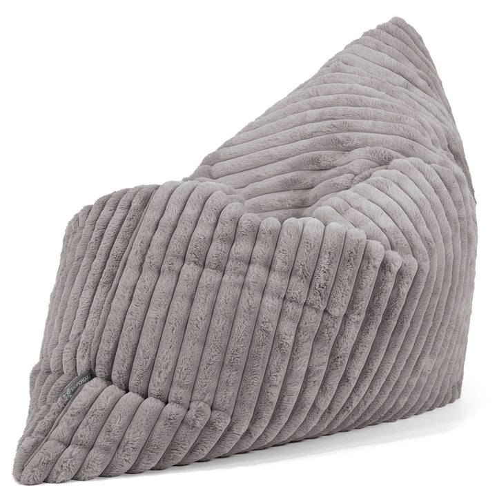 Pouf Géant XXL - Velours Côtelé Ultra Pelucheux Gris 02