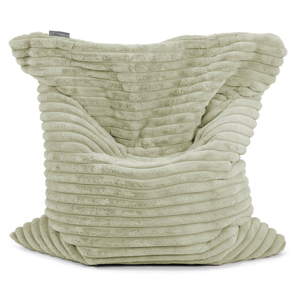 Pouf Géant XXL - Velours Côtelé Ultra Pelucheux Vert Sauge 01