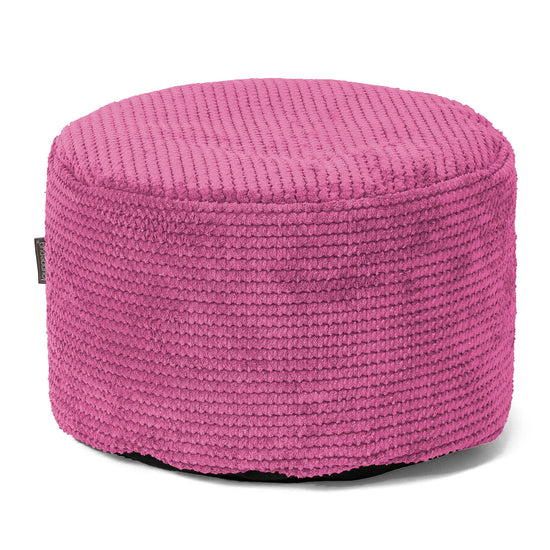 Petit Repose-pieds Rond - Pompon Rose 01