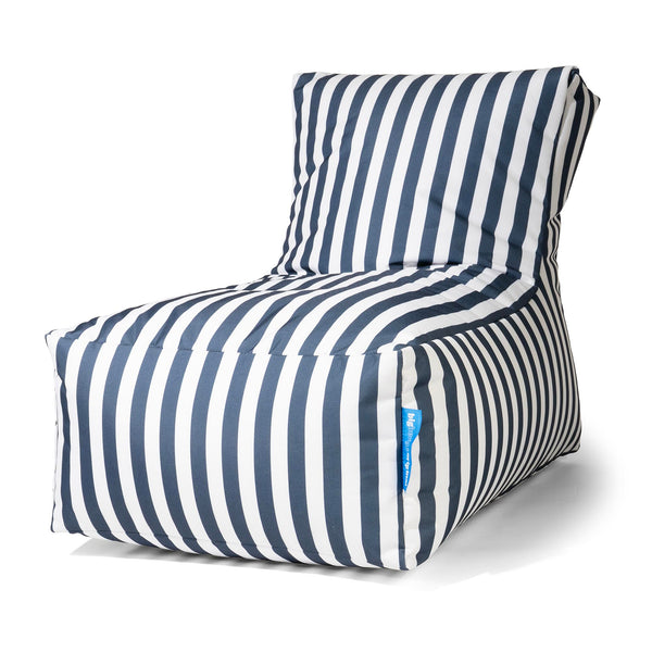 Pouf Bain de Soleil Extérieur - Rayures Bleu Marine 01