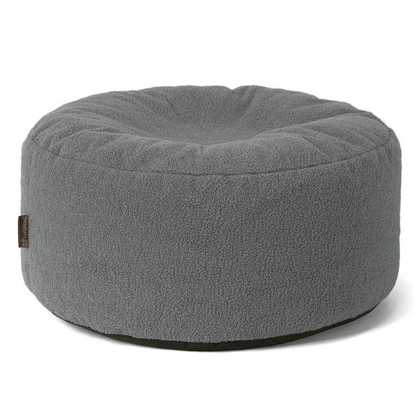 Pouf Design Rond - Bouclé Gris 01