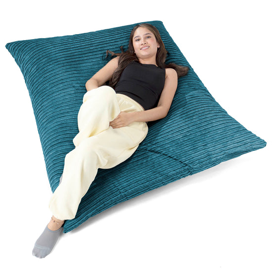 Pouf Géant XXL - Côtelé Bleu Canard 02