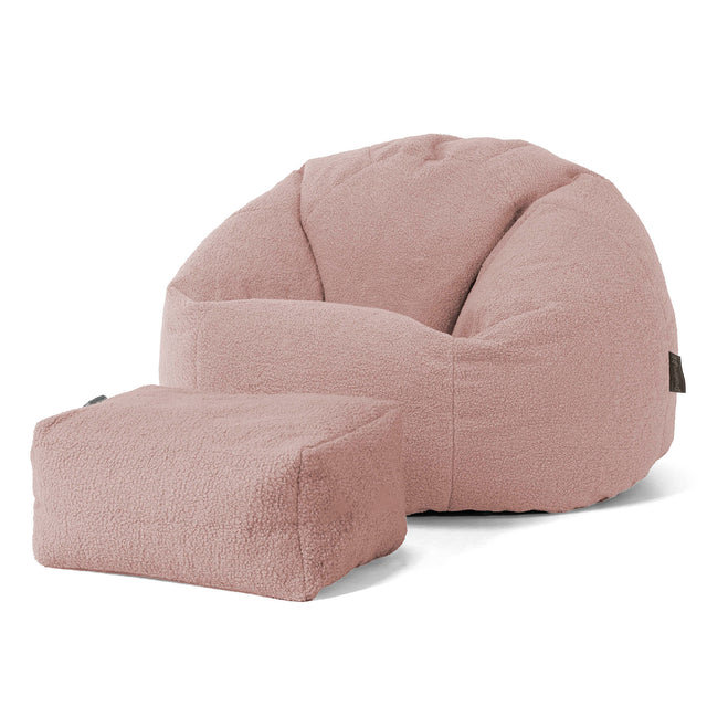 Pouf Poire Classique - Bouclé Rose 02