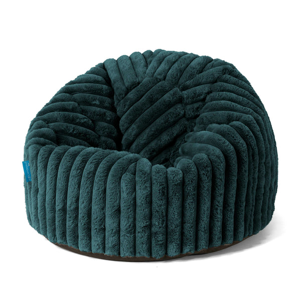 Pouf Poire Classique Enfant 1-5 ans - Velours Côtelé Ultra Pelucheux Bleu Canard 01