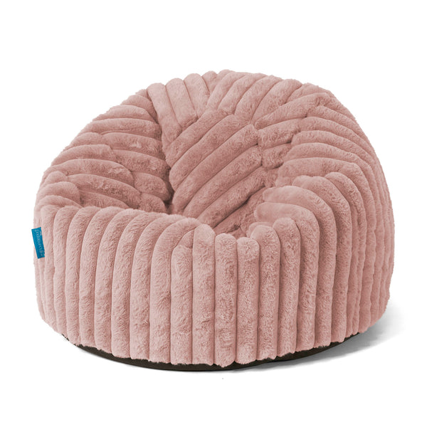 Pouf Poire Classique Enfant 1-5 ans - Velours Côtelé Ultra Pelucheux Rose Pastel 01