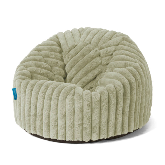 Pouf Poire Classique Enfant 1-5 ans - Velours Côtelé Ultra Pelucheux Vert Sauge 01