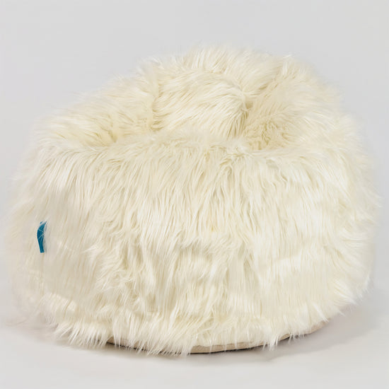 Pouf Poire Classique Enfant 1-5 ans - Imitation fourrure à poils longs Crème 01