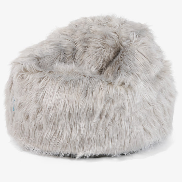Pouf Poire Classique Enfant 1-5 ans - Imitation fourrure à poils longs Gris 01