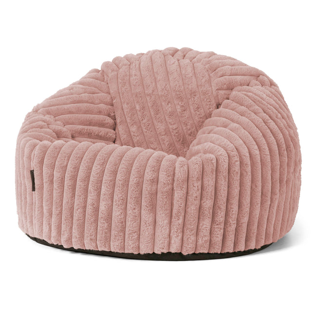 Pouf Poire Classique - Velours Côtelé Ultra Pelucheux Rose Pastel 01
