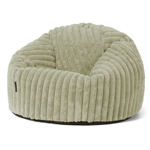 Pouf Poire Classique - Velours Côtelé Ultra Pelucheux Vert Sauge 01